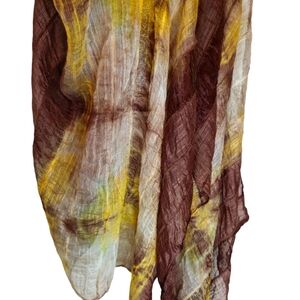 Brown Yellow and Slight hints of Green Silk Blend Long Scarf